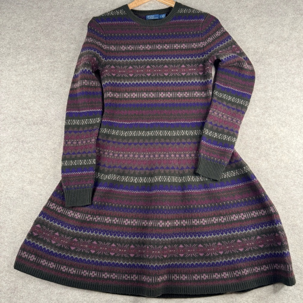 Ralph Lauren Long Sleeve Dress in Purple and Green